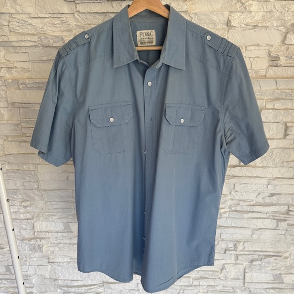 PD&C Men's Casual Gray Button Down Shirt - Picture 3 of 5